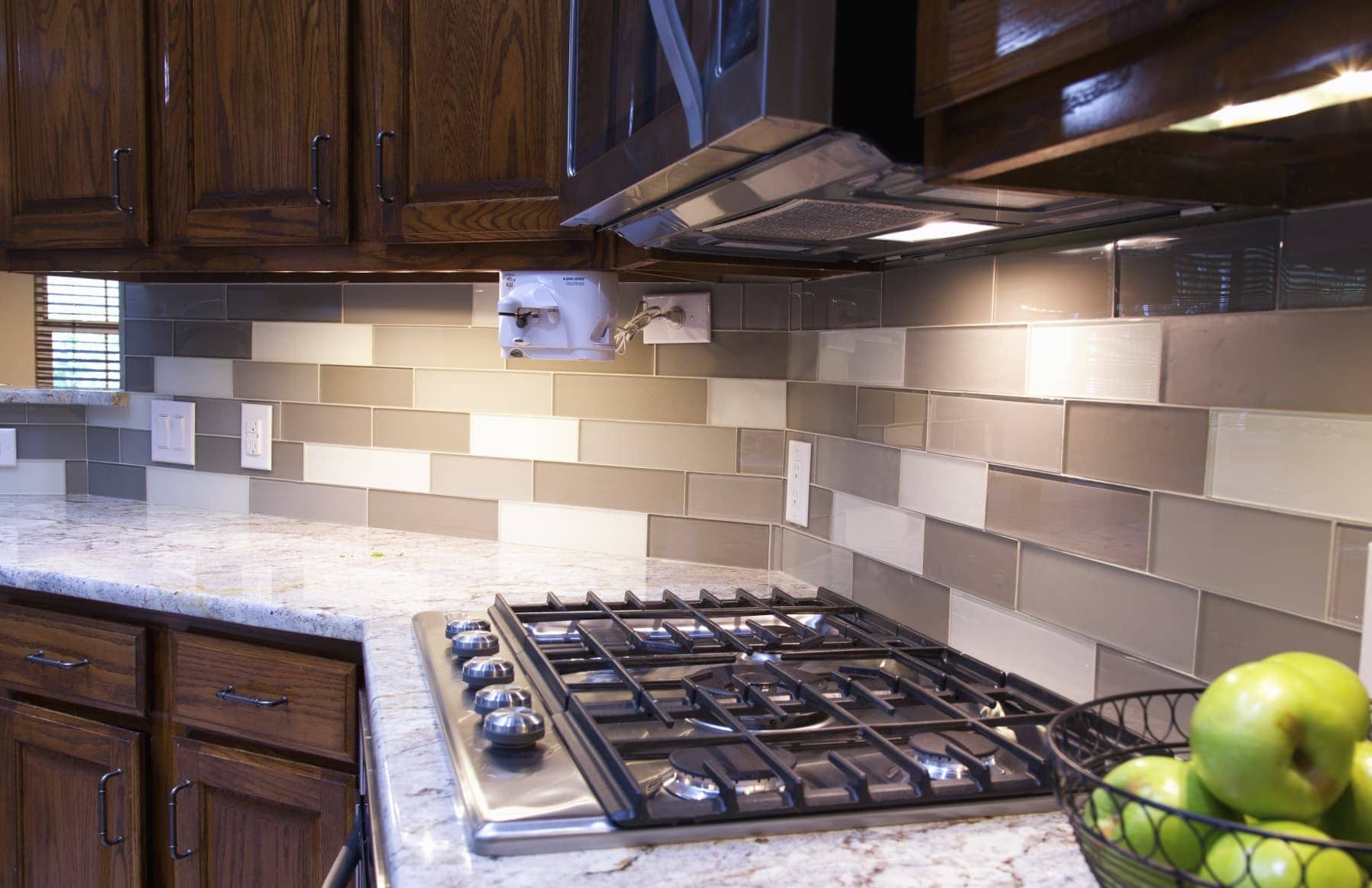 Glass tiles as a kitchen backsplash
