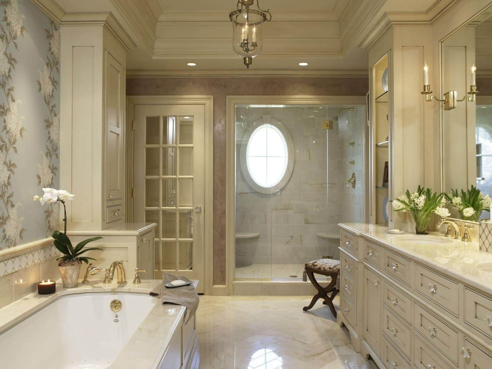 Classic elegance with a marble tiled bathroom
